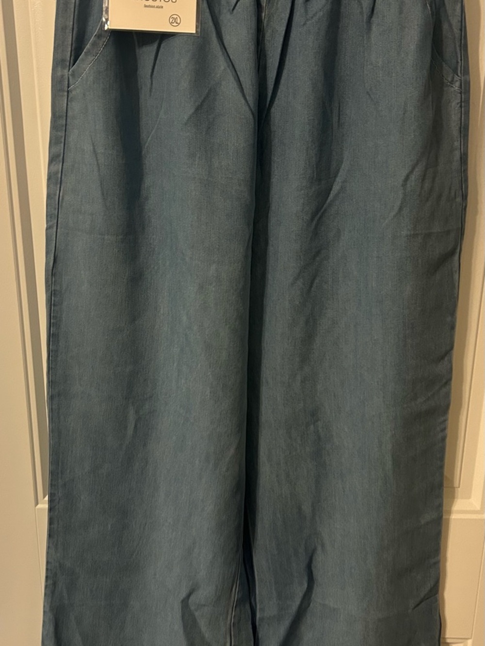 ZHOUYOU Denim-Blue Wide Leg Elastic Pants